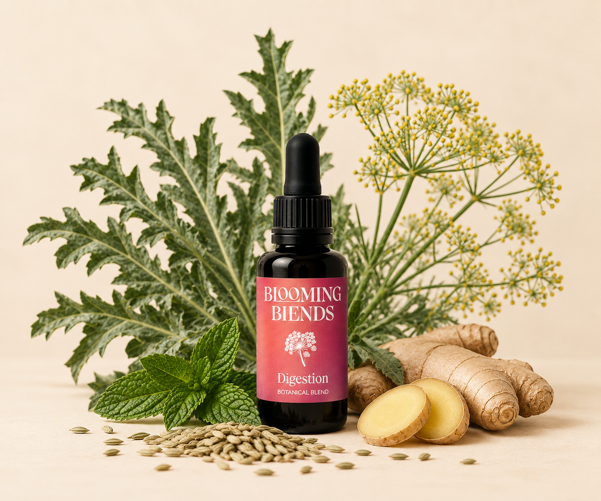 Blooming Blends Digestion tincture with artichoke leaf, fennel, spearmint, ginger and fennel seeds