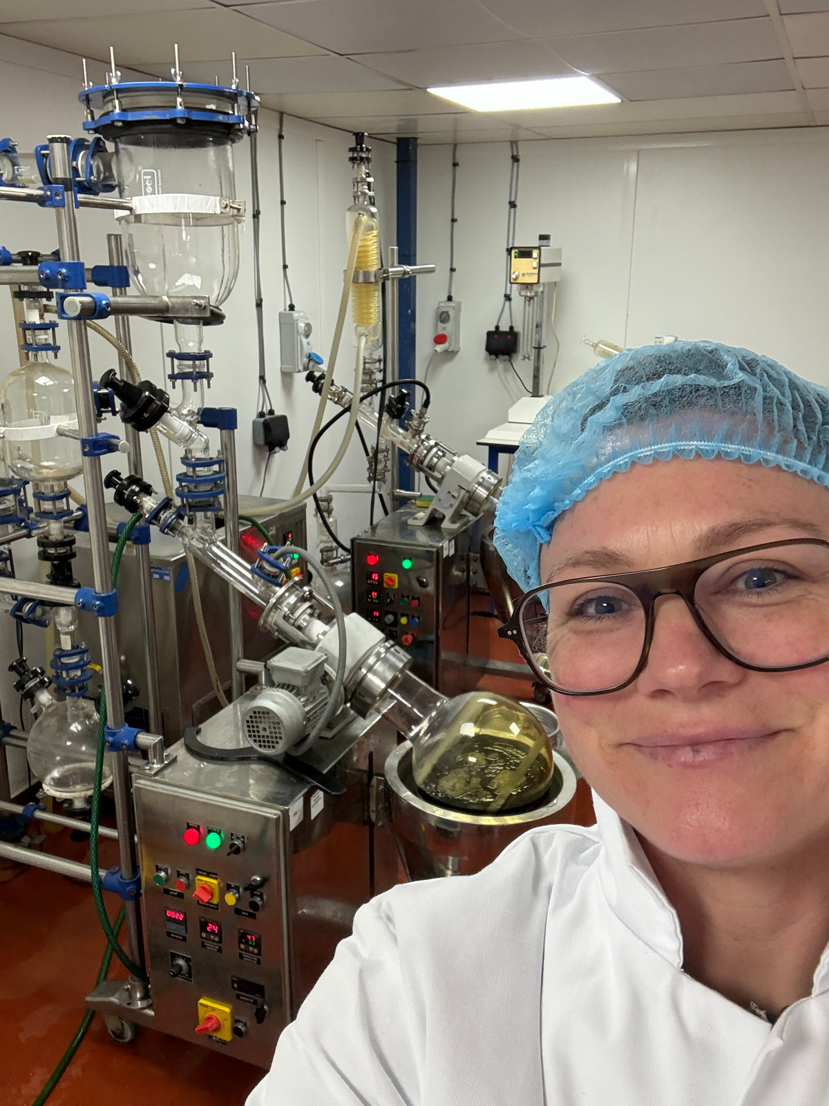 Fleur at the factory during the production of Blooming Blends herbal tinctures.