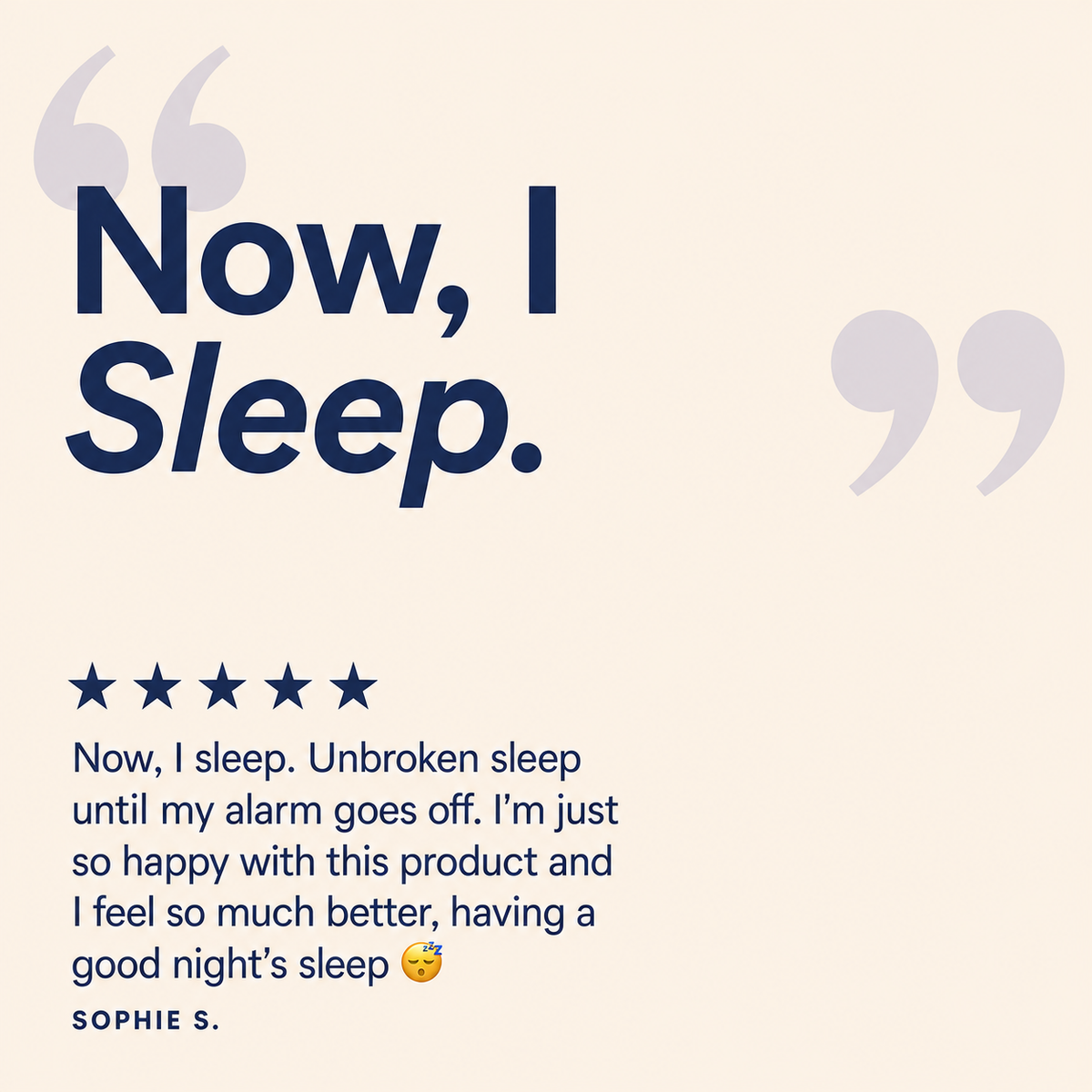 Five-star Nighttime tincture review from Sophie S.: Now, I sleep. Unbroken sleep until my alarm goes off