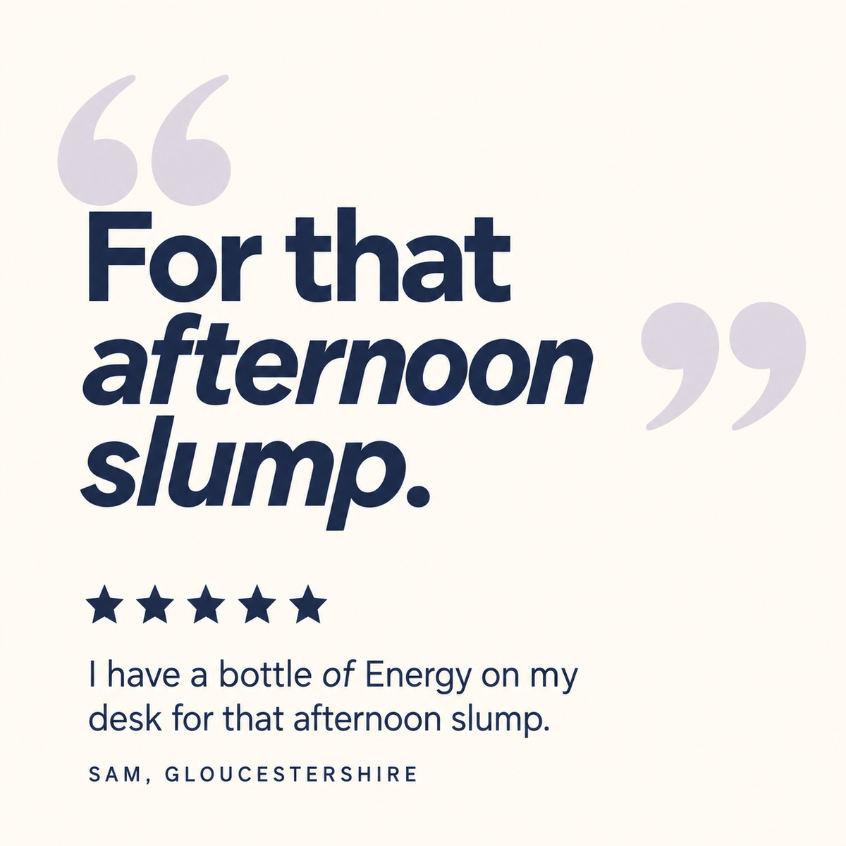 Five-star Energy tincture review from Sam, Gloucestershire: I keep a bottle on my desk for that afternoon slump